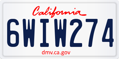 CA license plate 6WIW274