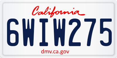 CA license plate 6WIW275