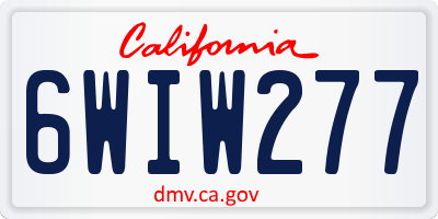CA license plate 6WIW277