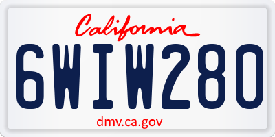 CA license plate 6WIW280