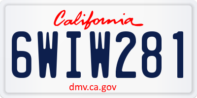 CA license plate 6WIW281