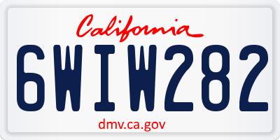 CA license plate 6WIW282