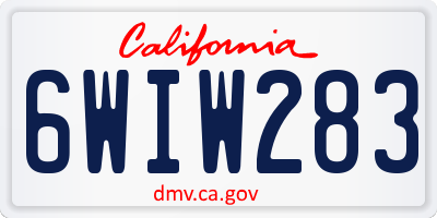 CA license plate 6WIW283