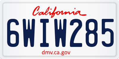 CA license plate 6WIW285