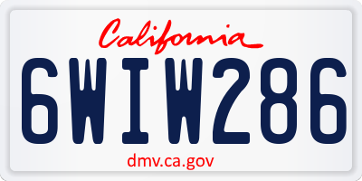 CA license plate 6WIW286