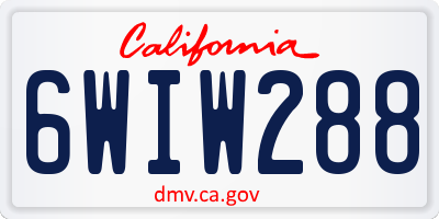 CA license plate 6WIW288