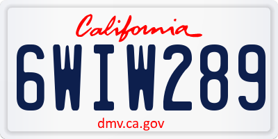 CA license plate 6WIW289