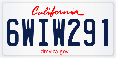 CA license plate 6WIW291