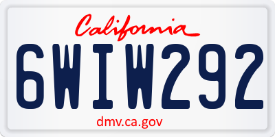 CA license plate 6WIW292