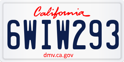 CA license plate 6WIW293