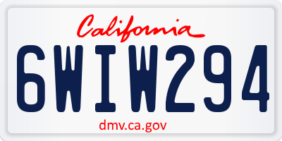 CA license plate 6WIW294