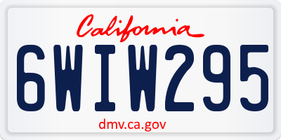 CA license plate 6WIW295