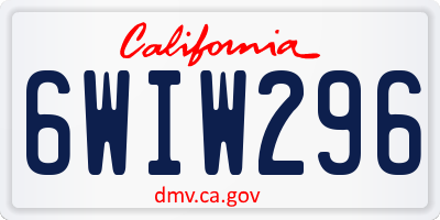 CA license plate 6WIW296