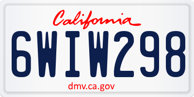 CA license plate 6WIW298