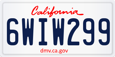 CA license plate 6WIW299