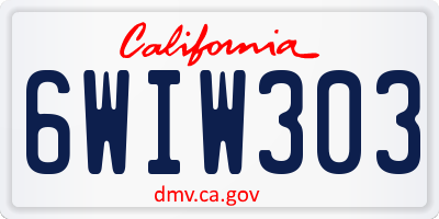 CA license plate 6WIW303
