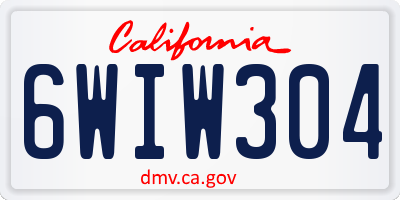 CA license plate 6WIW304