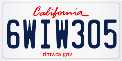 CA license plate 6WIW305