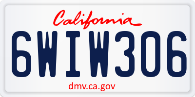 CA license plate 6WIW306