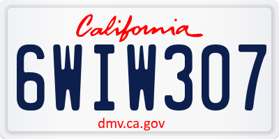 CA license plate 6WIW307