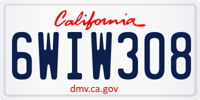 CA license plate 6WIW308
