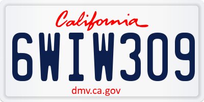 CA license plate 6WIW309
