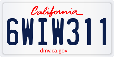 CA license plate 6WIW311