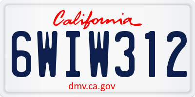 CA license plate 6WIW312