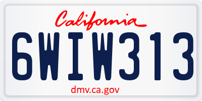 CA license plate 6WIW313
