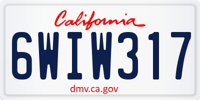 CA license plate 6WIW317