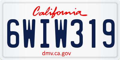 CA license plate 6WIW319