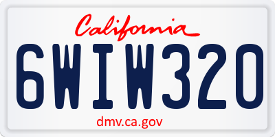 CA license plate 6WIW320