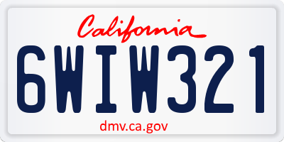 CA license plate 6WIW321