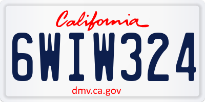 CA license plate 6WIW324