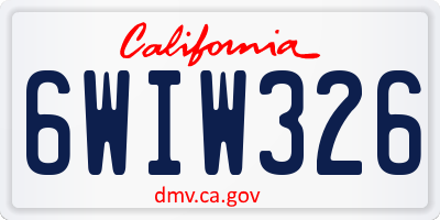 CA license plate 6WIW326