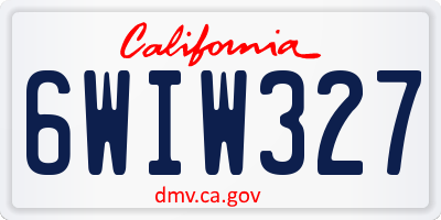 CA license plate 6WIW327