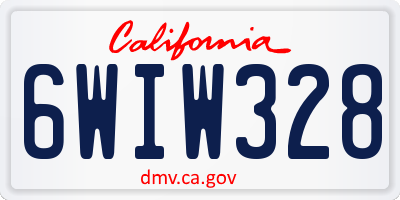 CA license plate 6WIW328