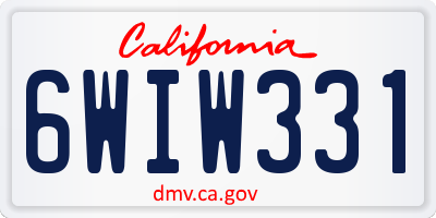 CA license plate 6WIW331