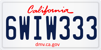 CA license plate 6WIW333