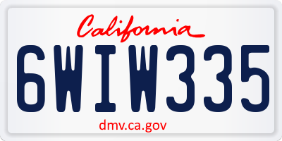 CA license plate 6WIW335