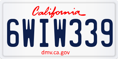 CA license plate 6WIW339