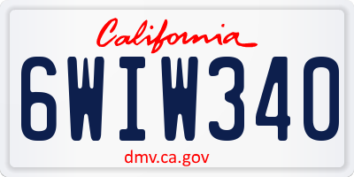 CA license plate 6WIW340