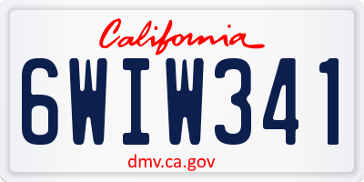 CA license plate 6WIW341