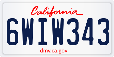 CA license plate 6WIW343