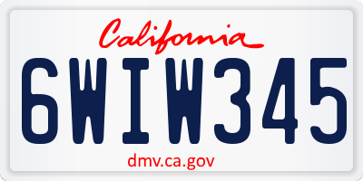 CA license plate 6WIW345