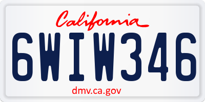 CA license plate 6WIW346