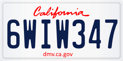CA license plate 6WIW347