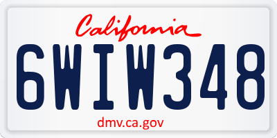 CA license plate 6WIW348