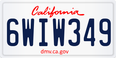 CA license plate 6WIW349