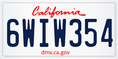 CA license plate 6WIW354